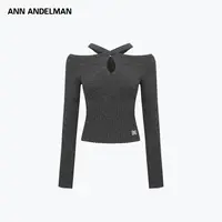 ANN ANDELMAN25秋一字肩毛织缕空上衣