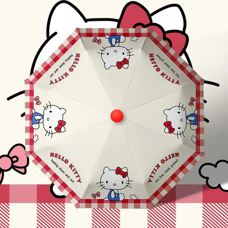 hellokitty凯蒂猫小米全自动雨伞女晴雨两用小巧高颜值黑胶太阳伞