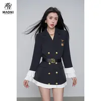 毛妮Peshe 2023秋冬新品【法式炸街】百褶边西装裙-配腰带胸针D8354