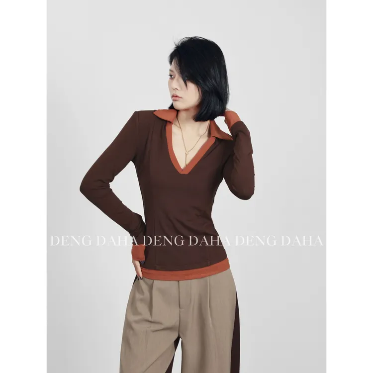 SANOIAN·宋三千秋季V领套头小众长袖针织衫HBZC622106 nnassa