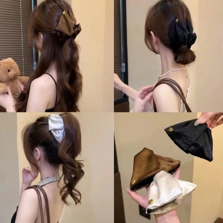 缎面贝壳三角抓夹鲨鱼夹高级感网红气质百搭后脑勺发夹发饰头饰