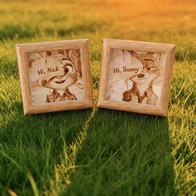 疯狂动物城木刻画房间装饰桌面摆件送男女友生日礼物情人节礼物