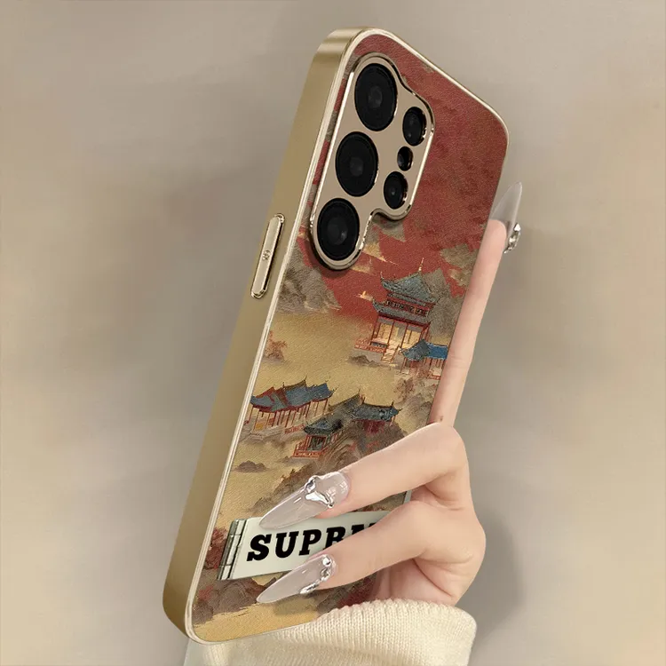 宫廷晚霞适用于三星galaxys25手机壳电镀皮纹网红同款数码配件ins