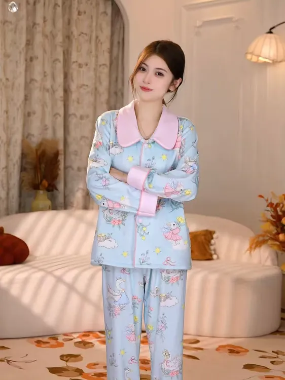 【夏日氧气｜白日梦蓝】秋冬云舒绒时尚原创设计可外穿睡衣家居服4