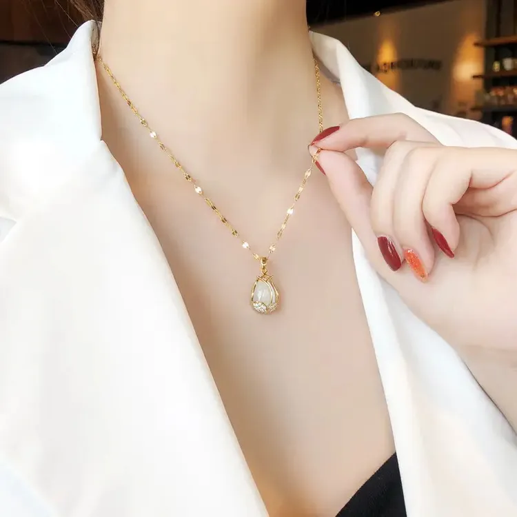 【中秋好礼】银钛几彩珐琅吊坠 郁金香项链 轻奢小众简约气质锁骨链