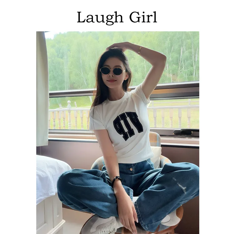 楚楚君 Laugh girl【老陈的VIP】酷飒风短袖简约百搭高级感TL53593J