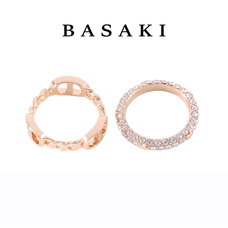 铜合金锆石戒指 CNC精工 猪鼻子两件套戒指  R097