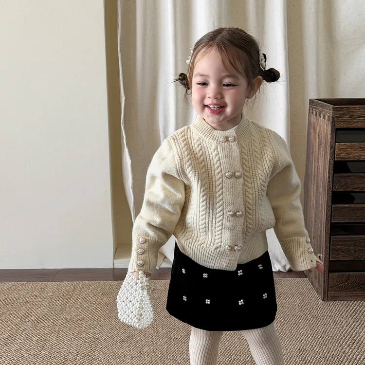 D5953女童套装小香风加厚洋气儿童衣服毛衣半身裙婴儿女宝冬装