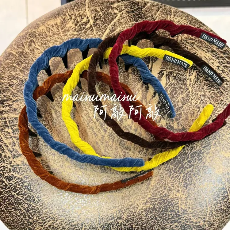 【阿敲】A2073~布艺齿梳复古丝绒波浪倒插梳发箍高颅顶-麦穗头饰
