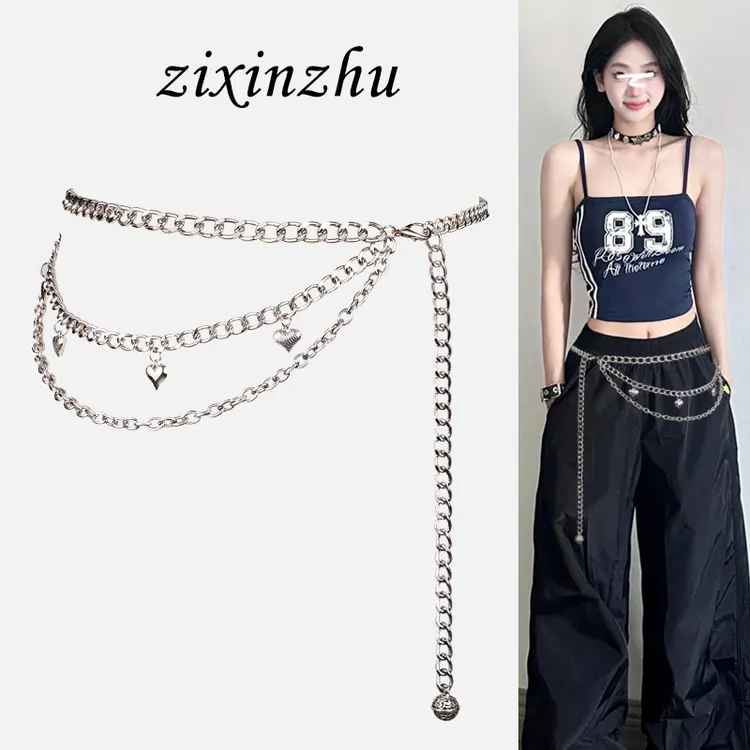 银色细腰链配饰女复古辣妹腰带配牛仔裤y2k链条皮带装饰连衣裙子