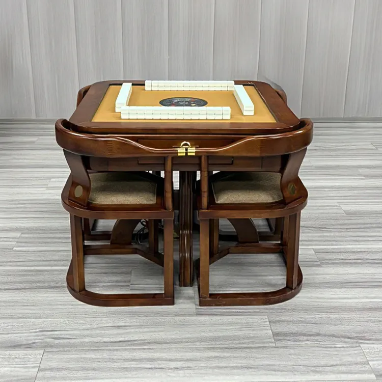 新款高配小户型不占空间实木全自动麻将机餐桌茶桌圆桌两用一体机