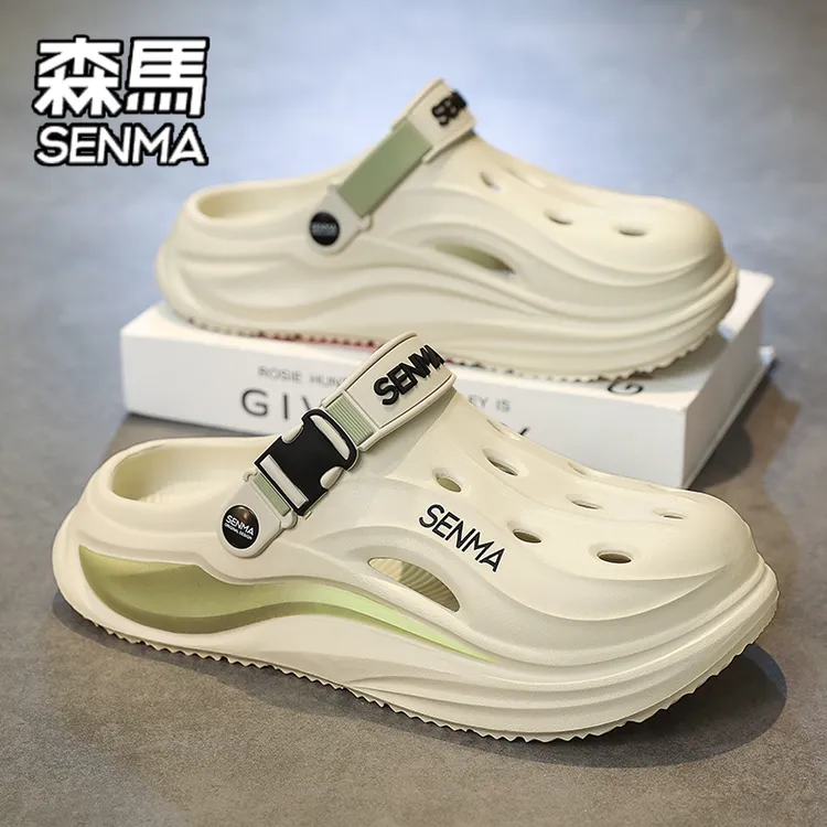 SENMA/森马洞洞鞋男夏季外穿踩屎感沙滩包头拖鞋女情侣款休闲凉拖