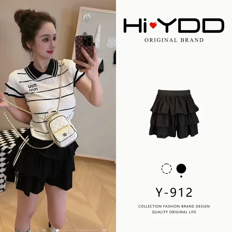 YDD•「Y-912」法系蛋糕裙半身裙女夏季高腰显瘦A字短裙裤XZ-8377