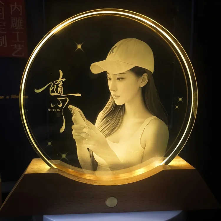 水晶玻璃画照片内雕私人定制生日情人节七夕结婚宝宝出生创意礼物