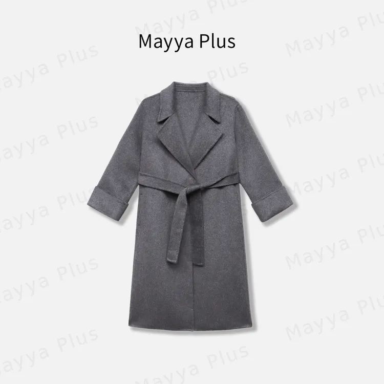 【布兰妮】Mayya Plus麦芽定制气质绵羊毛流光风双面呢大衣32537321