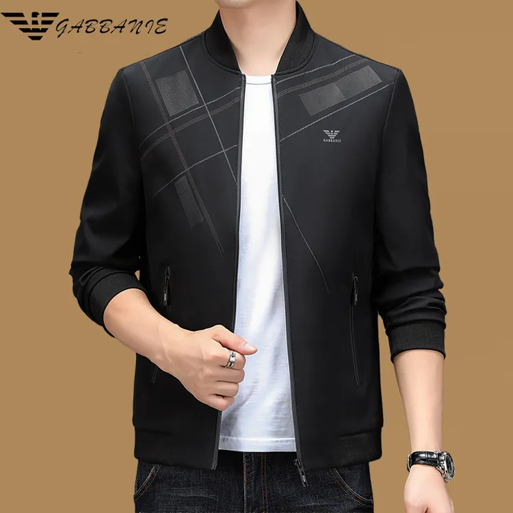 意大利春秋季夹克男士高档薄款商务休闲棒球领中青年时尚专柜外套