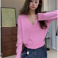 “纽约丽人”针织衫 2025新款秋款显瘦V领针织衫