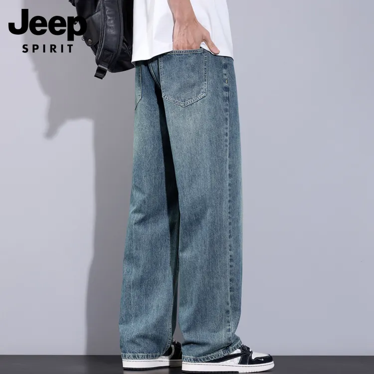 JEEPSPIRIT吉普秋季新款牛仔裤男士男款百搭宽松直筒春秋长裤子男