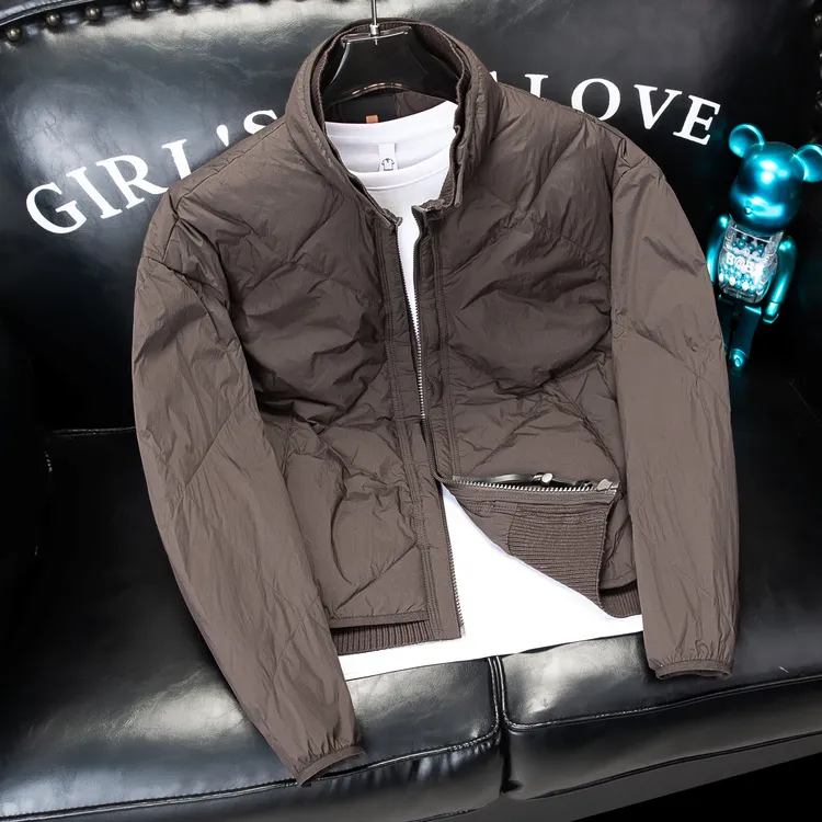 冬季韩版男士立领轻薄羽绒服百搭潮流美式复古痞帅保暖羽绒外套潮