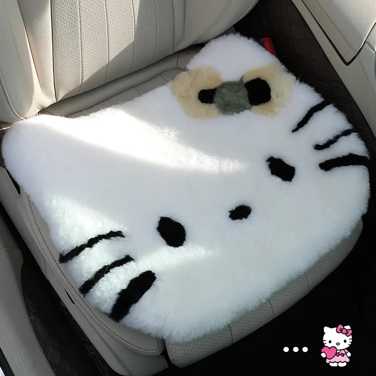 25新款冬季真羊毛卡通猫咪加厚保暖颜值高网红女神款汽车坐垫-XY