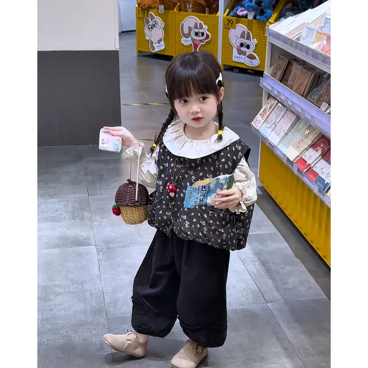 女童秋套装2025新款女孩早秋洋气穿搭儿童好看时髦宝宝纯棉三件套