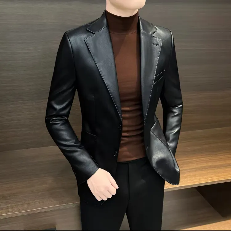 男士皮衣西装爆款2025新款英伦雅痞风男装痞帅高级感休闲西服外套