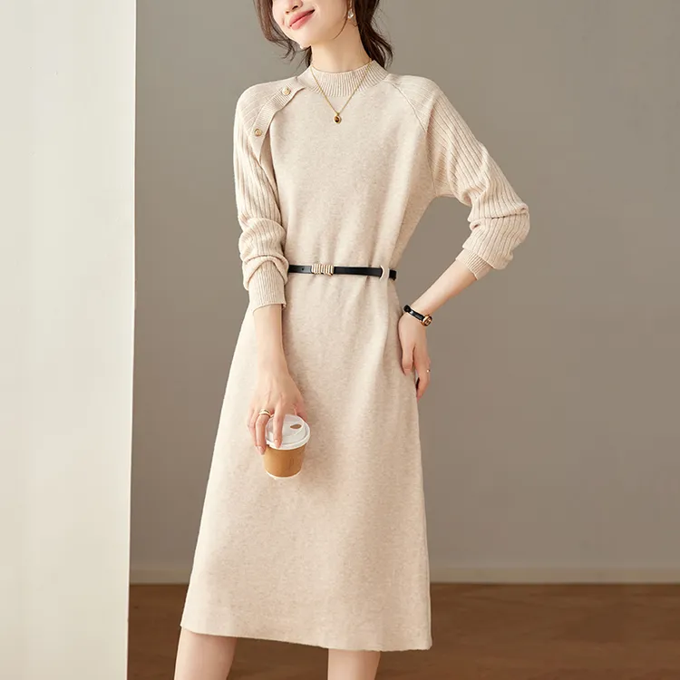 秋冬连衣裙女新款轻奢高级感气质打底毛衣裙冬季配大衣的内搭裙子