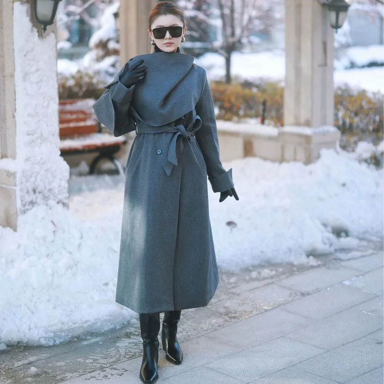 KMDIL品牌冬季新款呢子加棉大衣显瘦保暖高级气质时尚百搭001