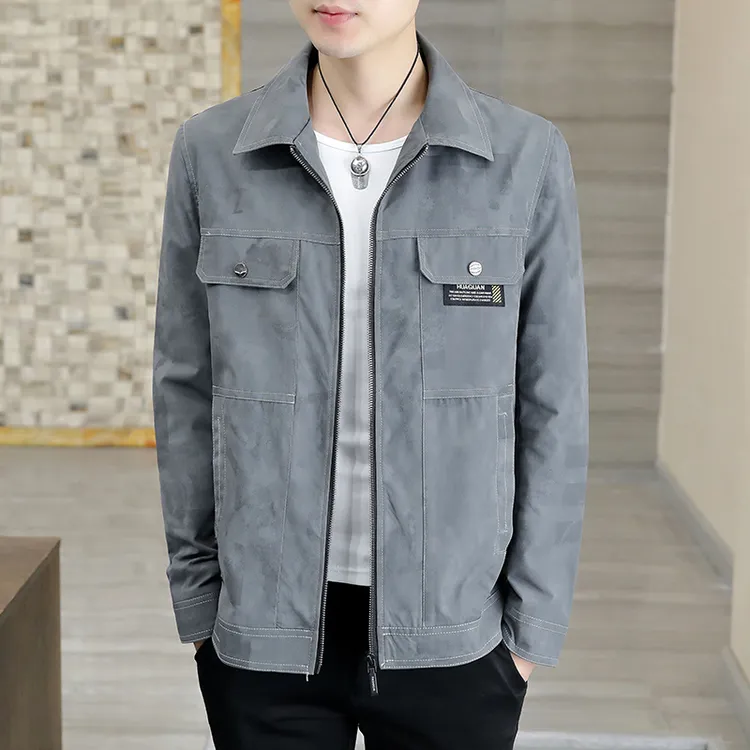 L2238秋春新款翻领夹克男休闲商务修身薄款青年外套