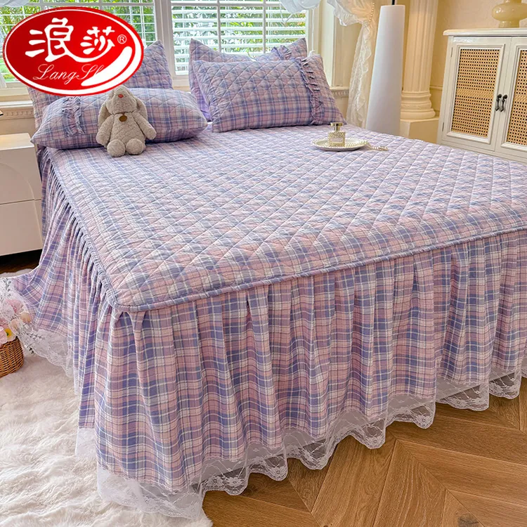 浪莎新款床裙床罩套单件夹棉防滑床单带裙边高档床笠床盖四季通用