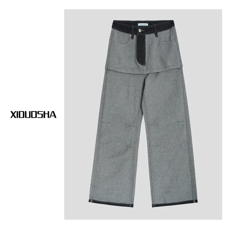 XIDUOSHA/喜朵莎原创设计款腰封直筒牛仔裤 XDS1508