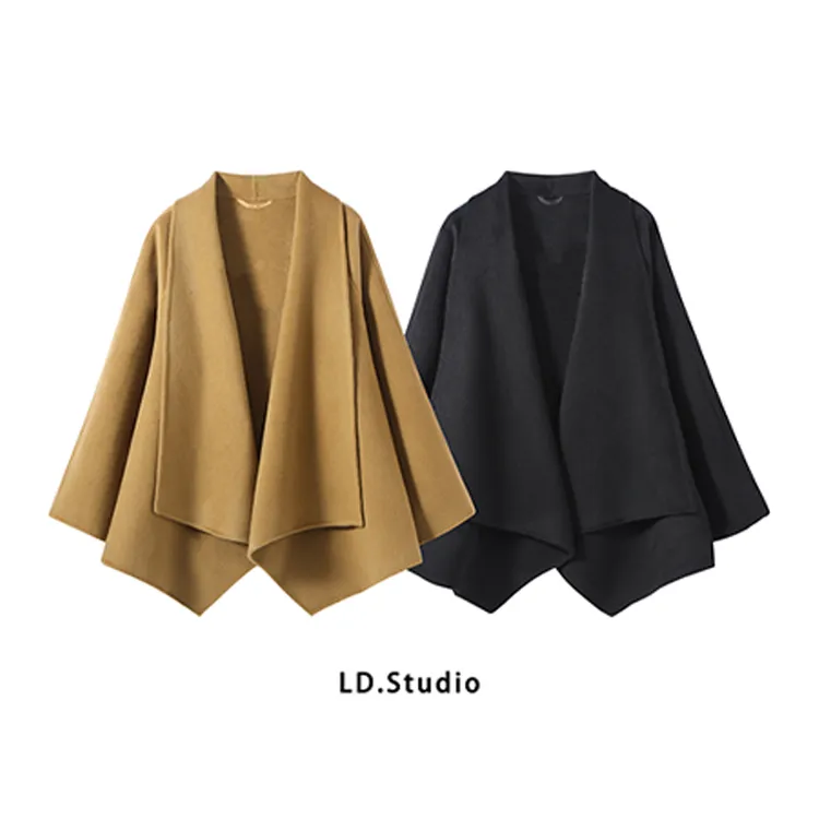 【南洋千金】100绵羊毛双面呢大衣斗篷毛呢外套女气质百搭韩版秋冬