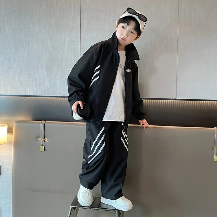 男童春装套装2025新款春季运动中大儿童春秋款男孩炸街帅气套装