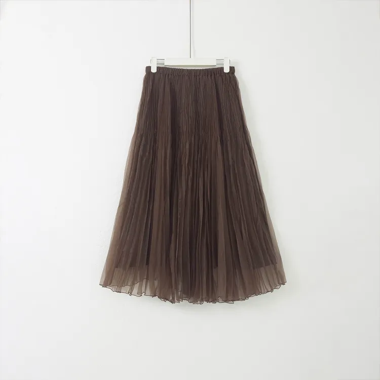 几里与麻 褶皱山本风A型高腰百褶裙半身裙 2081993