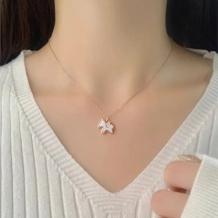 坠链均925银 纯银新款独角兽项链女轻奢小众高级感锁骨链生日礼物
