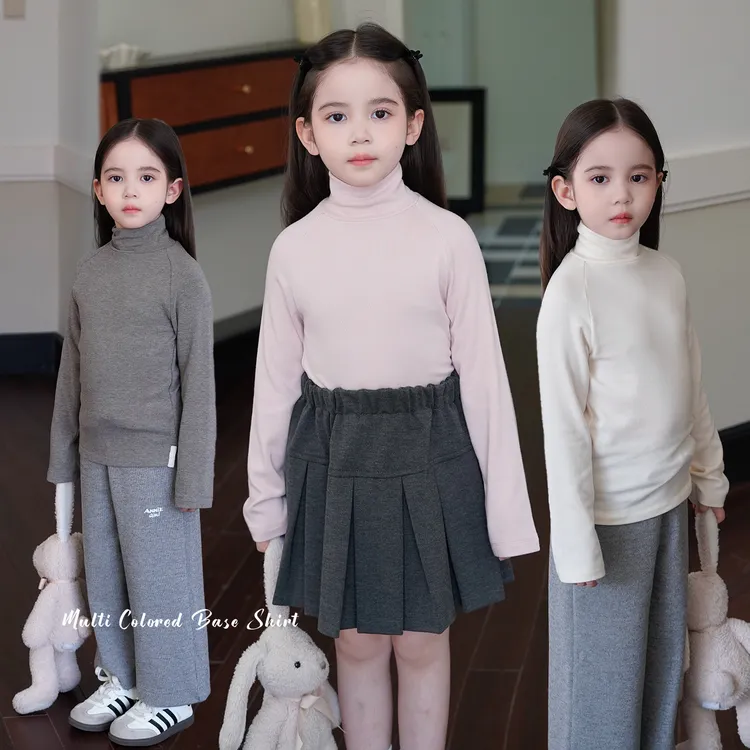 AnnieGirl儿童仿羊绒保暖高领打底衫长袖T恤女童亲肤上衣2025秋
