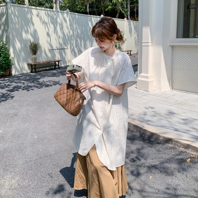 森系氛围感套装裙夏季女2025新款日系小清新文艺范刺绣衬衫半身裙