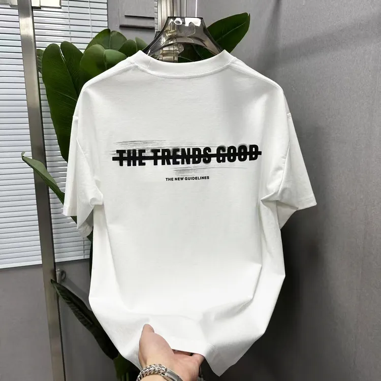 夏季新款男士短袖简约烧花植绒字母潮流时尚宽松百搭学生情侣T恤