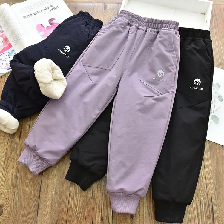 软壳冲锋裤女童防风保暖蚕丝棉裤儿童加绒滑雪耐磨运动裤一条过冬