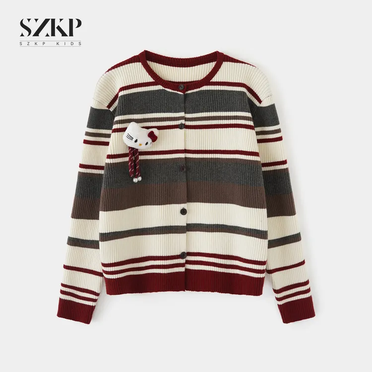 SZKP秋季新款女童时尚开衫外套中大童休闲洋气儿童毛衣MFYD553013