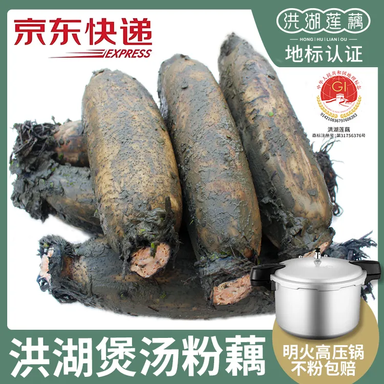 【洪湖粉藕】华贵洪湖正宗莲藕绿色煲汤粉藕3斤/五斤带泥中秋特产