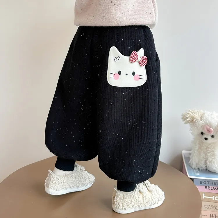 女童秋冬款加绒加厚裤子2025新款宝宝冬季外穿棉裤儿童冬装休闲裤