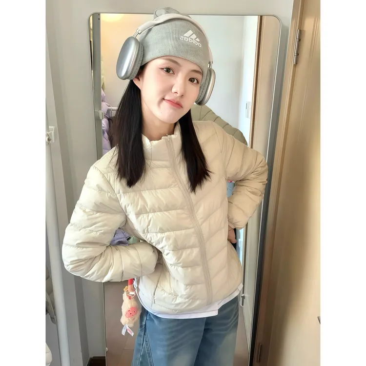 鸭鸭薄款羽绒服女轻薄2025年新款短款轻便立领连帽外套