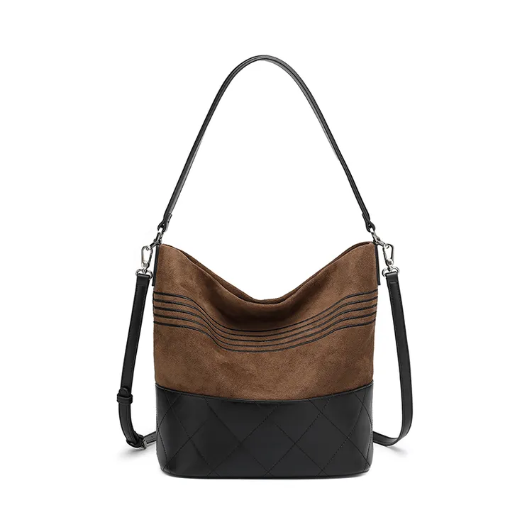 达芙妮Daphne时尚拼色条纹单肩斜跨子母水桶包DFN10846