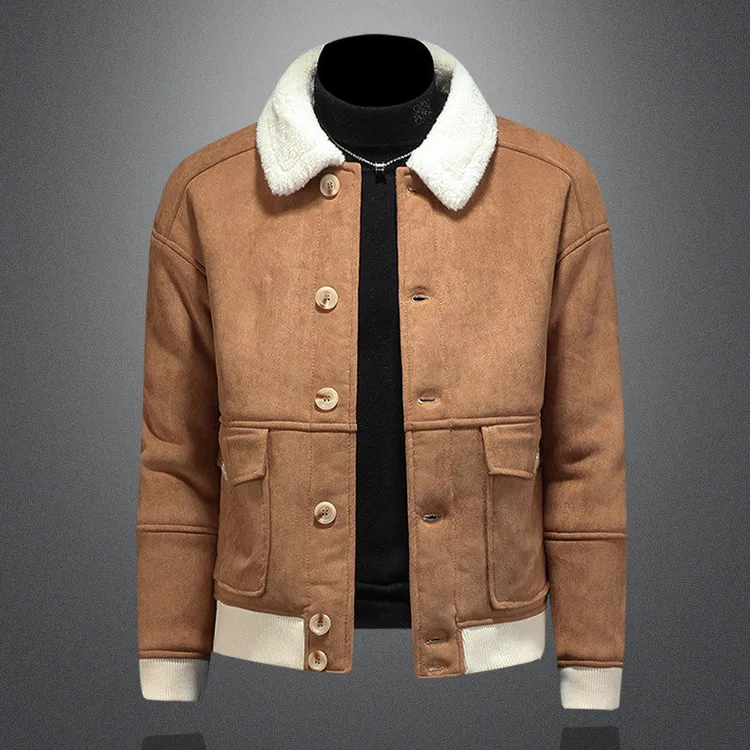 WELORSENTON/怀勒桑顿冬季潮流翻领皮毛一体加绒加厚外套休闲夹克