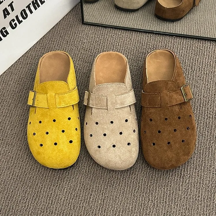 厚底包头半拖鞋女夏外穿新款洞洞鞋复古勃肯拖百搭一脚蹬凉拖