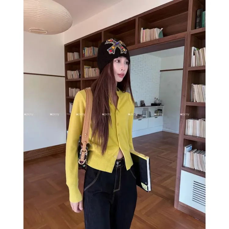 PCNY「柔糯日叙」不理理冬季新款小众女装薄款针织开衫女