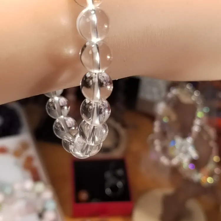 非金属锦纶手链 毕业级双A全净体天然圆珠男女8mm白水晶手链