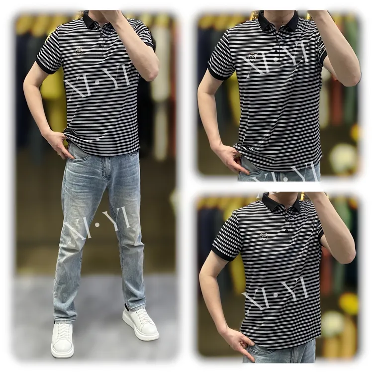 【XI.YI/熙怡】夏季新款商务休闲条纹POLO衫男士时尚翻领短袖 9843