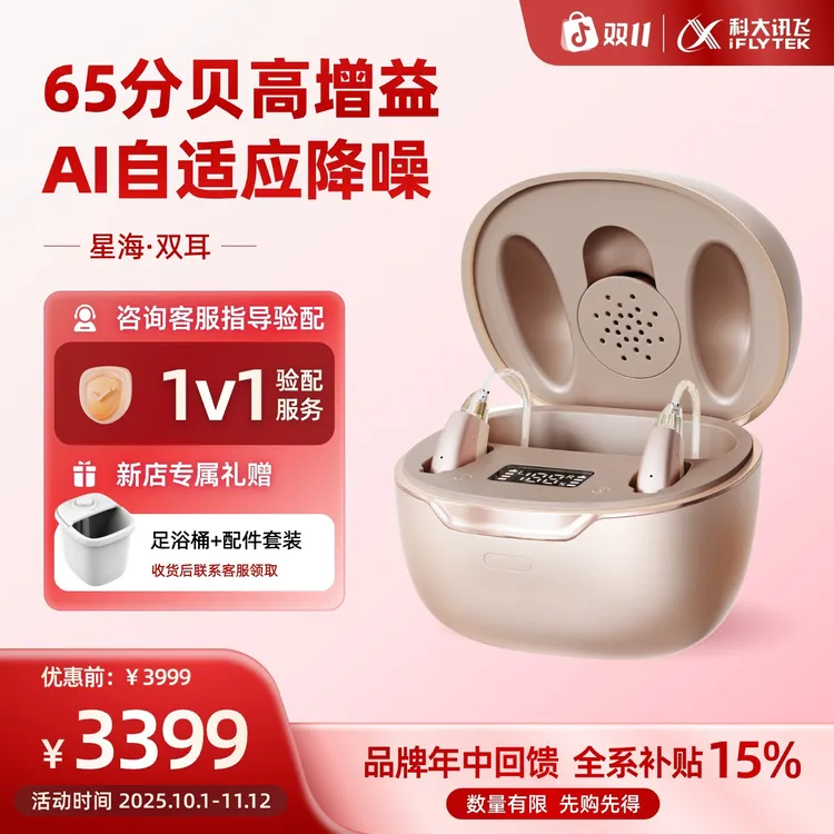 iFLYTEK/科大讯飞耳背式助听器星海款智能老年老人助听器智能验配智能降噪高增益非骨导